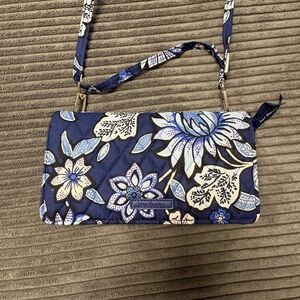 Vera Bradley blue and white floral print crossbody/wallet